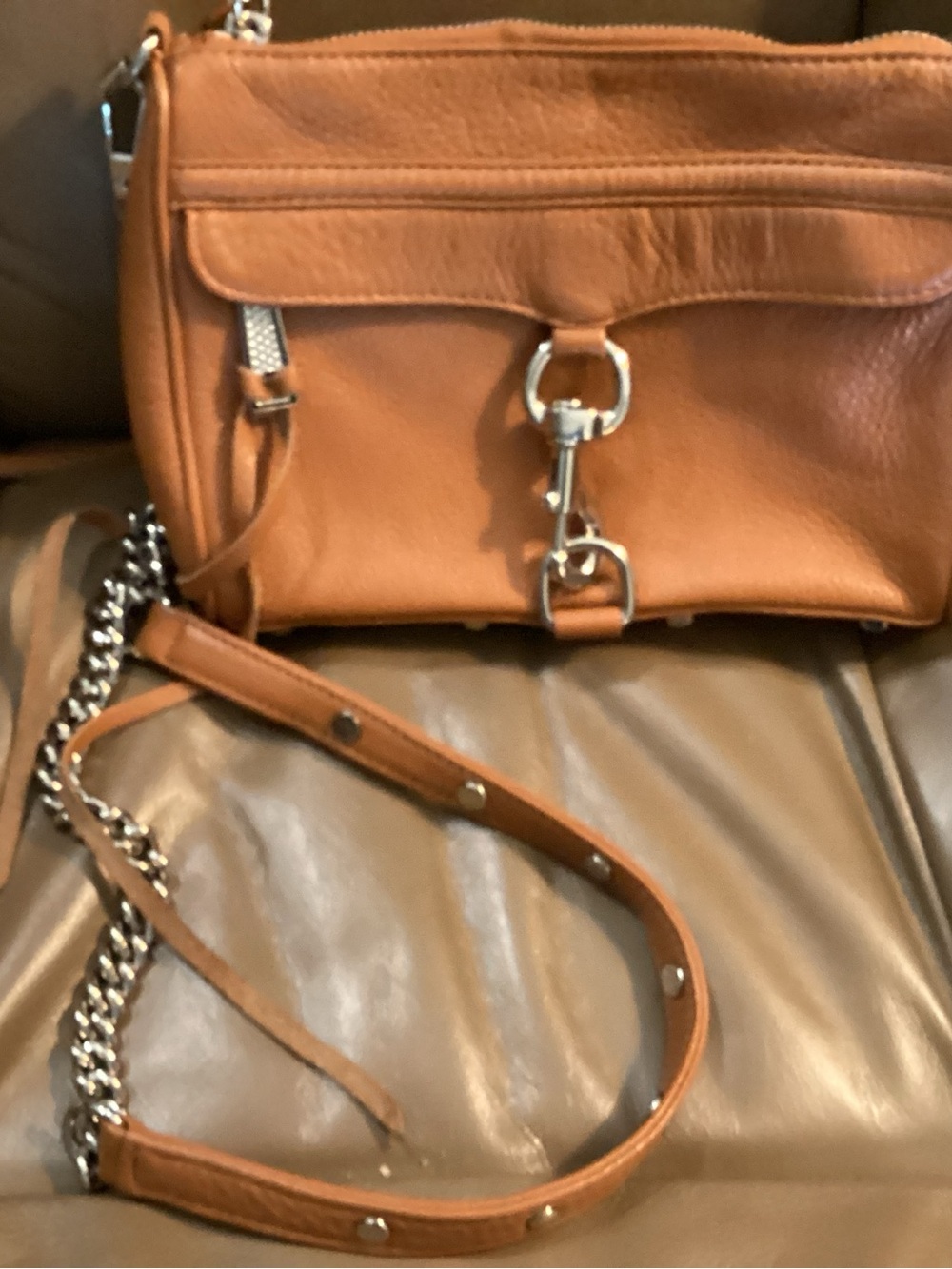 Rebecca Minkoff Tan Leather Mini MAC Crossbody with Silver Hardware
